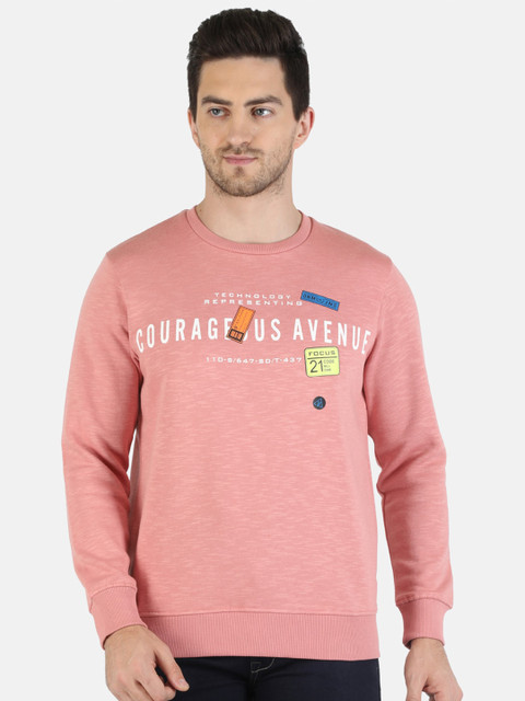 

Monte Carlo Men Peach-Coloured Printed Round Neck Sweatshirt