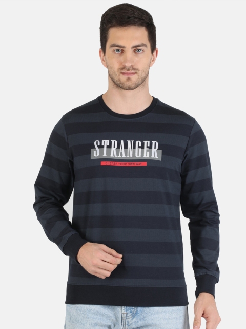 

Monte Carlo Men Navy Blue Striped Sweatshirt