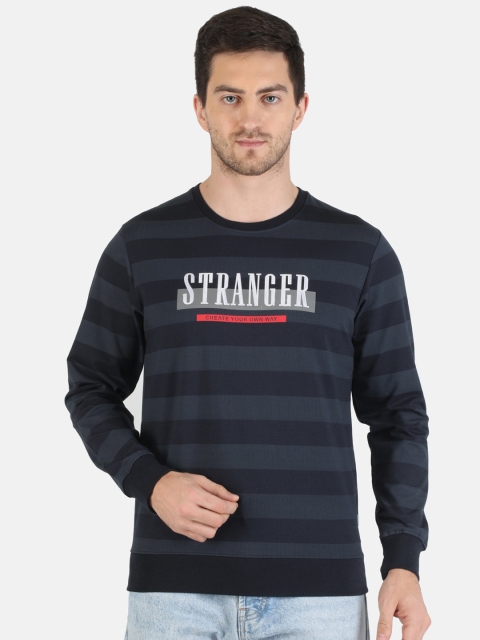 

Monte Carlo Men Navy Blue Striped Sweatshirt