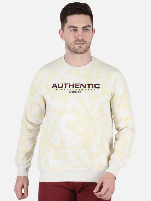 

Monte Carlo Men Off White & Yellow Printed Sweatshirt