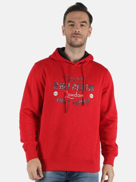 

Monte Carlo Men Red Printed Hooded Sweatshirt
