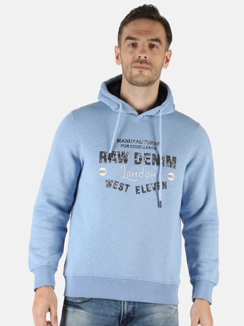

Monte Carlo Men Blue Printed Hooded Sweatshirt