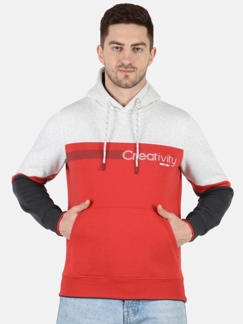 

Monte Carlo Men Red & Grey Colourblocked Hooded Sweatshirt