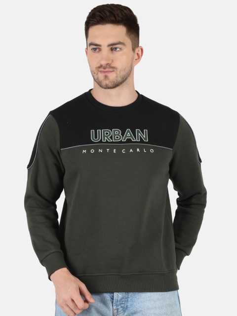 

Monte Carlo Men Olive Green Colourblocked Sweatshirt
