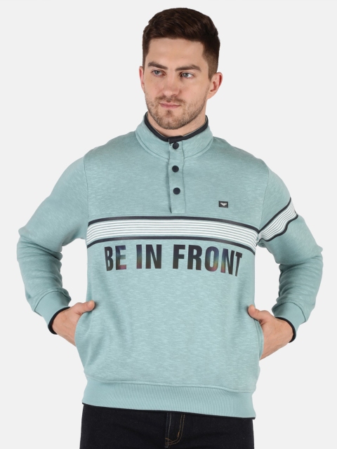 

Monte Carlo Men Sea Green & White Typography Printed Sweatshirt