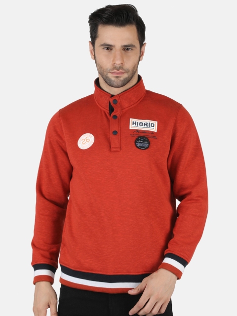 

Monte Carlo Men Red Solid Mock Collar Sweatshirt