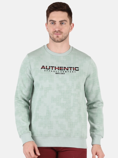 

Monte Carlo Men Green Printed Cotton Blend Sweatshirt