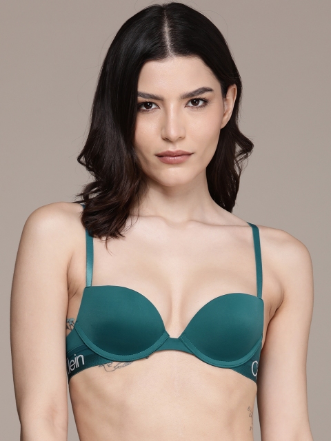 

Calvin Klein Underwear Teal Brand Logo Printed Underwired Heavily Padded Bra