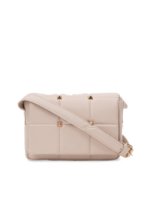 

NUFA Cream-Coloured Textured PU Structured Sling Bag with Quilted