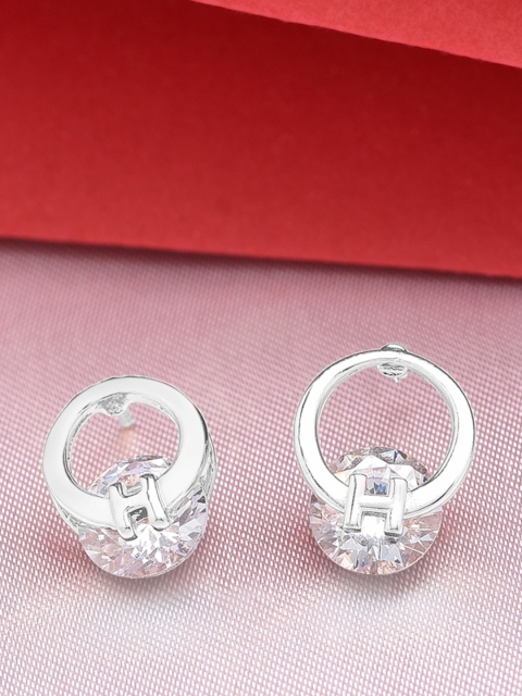 

AMI Silver-Plated Cubic Zirconia-Studded Contemporary Studs Earrings