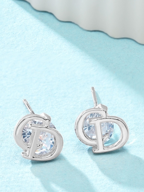 

AMI Silver-Plated Cubic Zirconia Studded Contemporary Studs Earrings