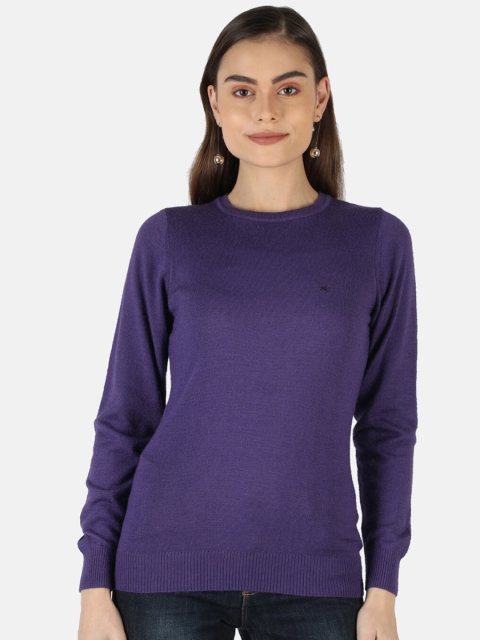

Monte Carlo Women Purple Solid Cotton Blend Pullover