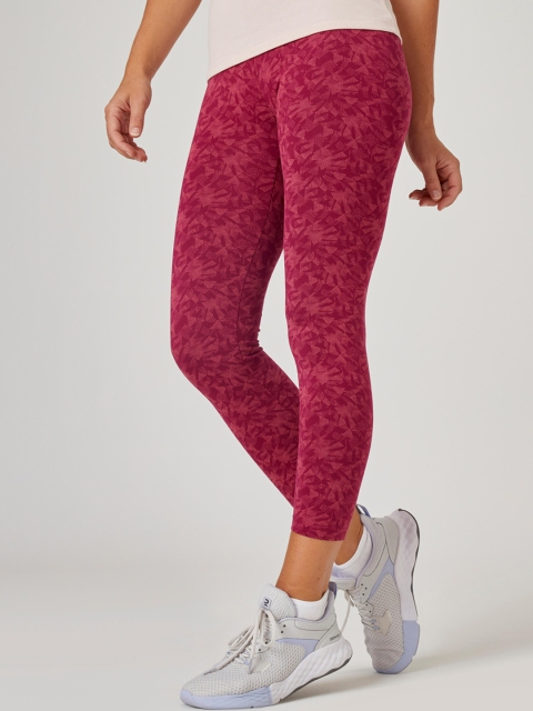 

NYAMBA By Decathlon Woman Burgandy Printed Leggings, Burgundy