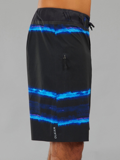 

OLAIAN By Decathlon Men Blue Striped Printed Sports Shorts