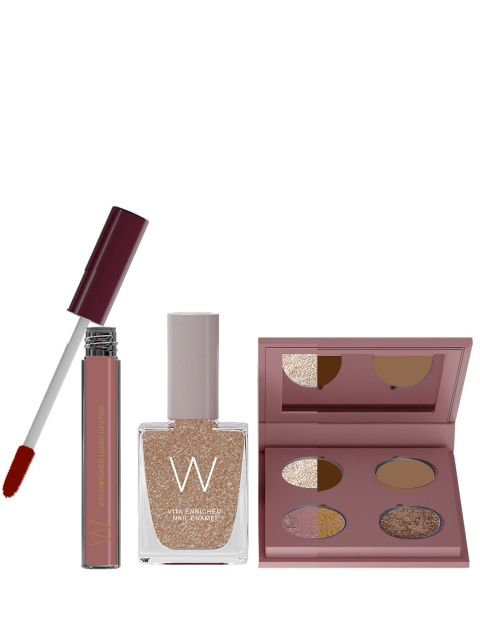 

W Set of Lipstick - Nail Enamel & Eyeshadow Palette - Vegan, Pink