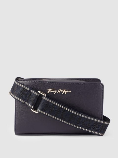 

Tommy Hilfiger Navy Blue PU Structured Sling Bag