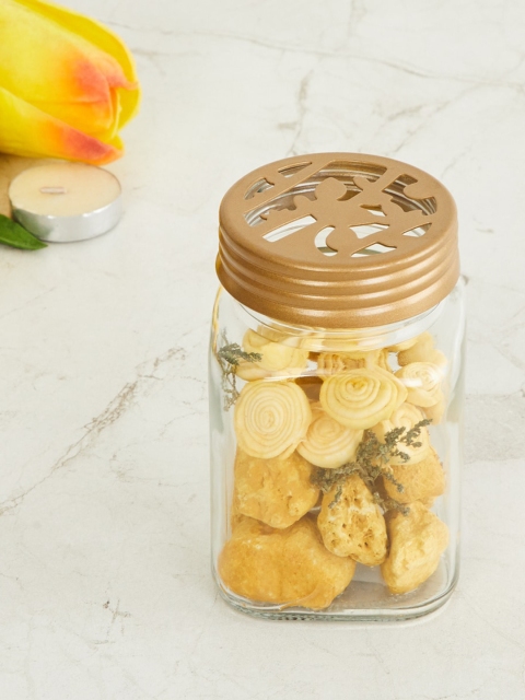 

Home Centre Transparent Glass Flower and Botanical Lemon Grass Scented Potpourri