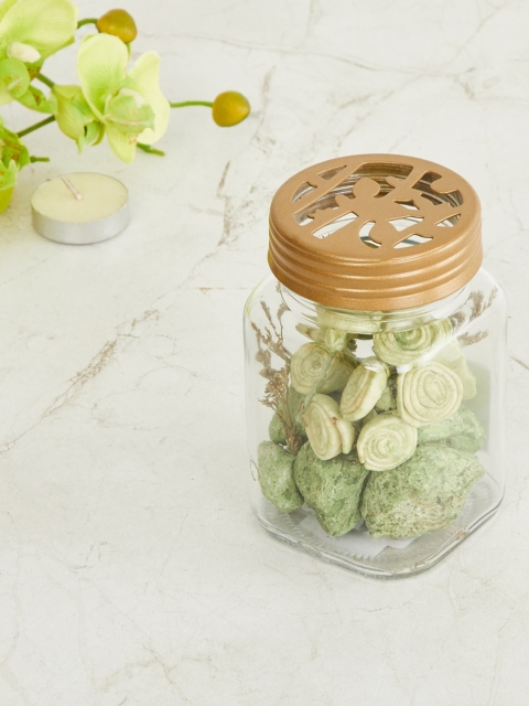 

Home Centre Green Flower And Botanical Jasmine Scented Potpourri In Glass Jar