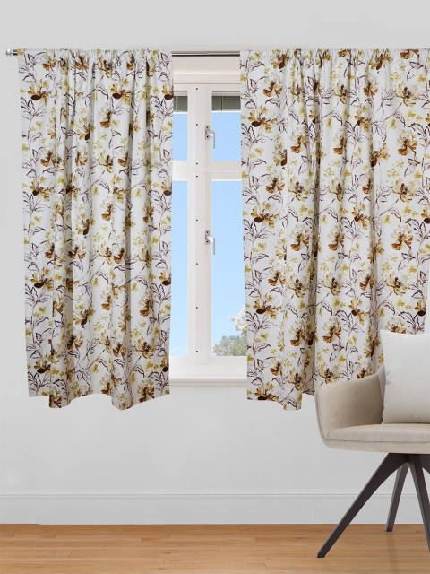 

ZEBA Beige & Brown Floral Window Curtain