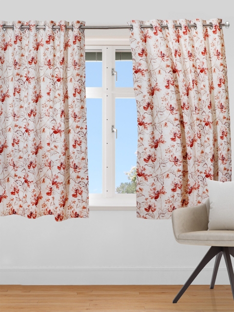 

ZEBA Coral Orange Floral Window Curtain