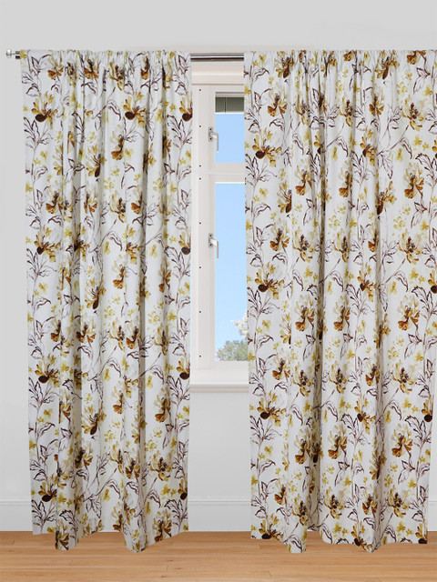 

ZEBA Green & Brown Floral Printed Single Door Curtain