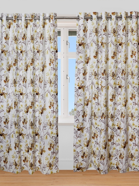 

ZEBA Brown & Green Floral Printed Regular Window Curtain