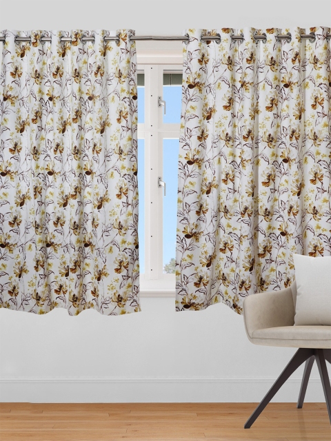 

ZEBA Yellow & Brown Floral Printed Window Curtain