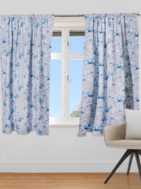 

ZEBA Blue & White Floral Digital Printed Window Curtain