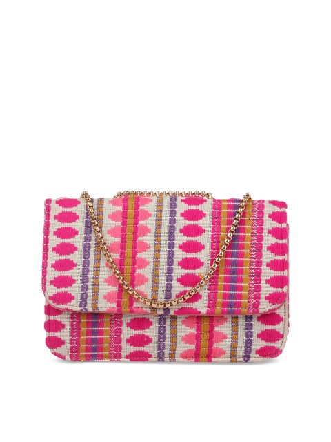 

gaura pakhi Off White Geometric Structured Jute Sling Bag