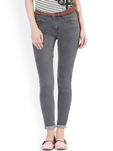 

People Women Grey Skinny Fit Mid-Rise Clean Look Jeans