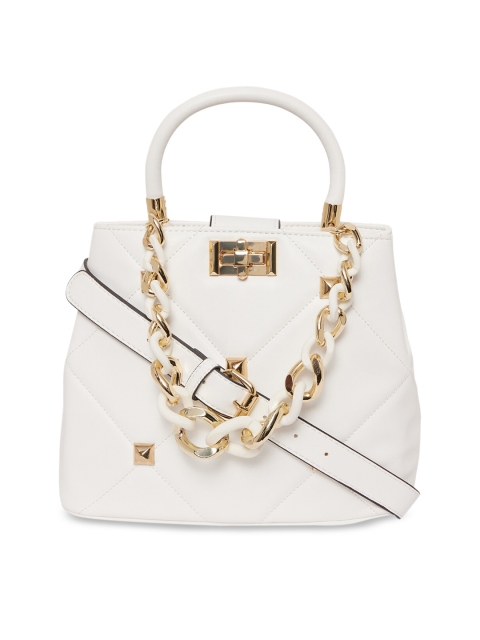 

ALDO White Bowling Embellished Handheld Bag With Quilted Detail