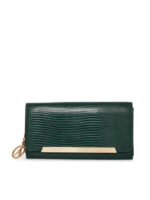 

ALDO Women Green Textured Envelope Wallet