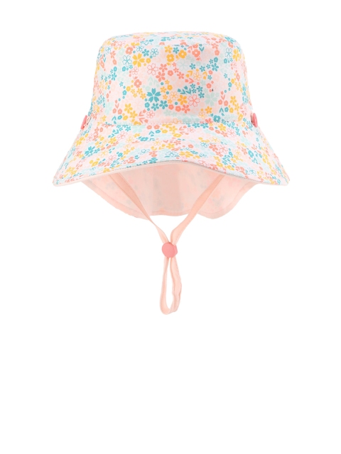 

Nabaiji By Decathlon Kids Peach-Coloured & Green Printed Anti-UV Reversible Bucket Hat
