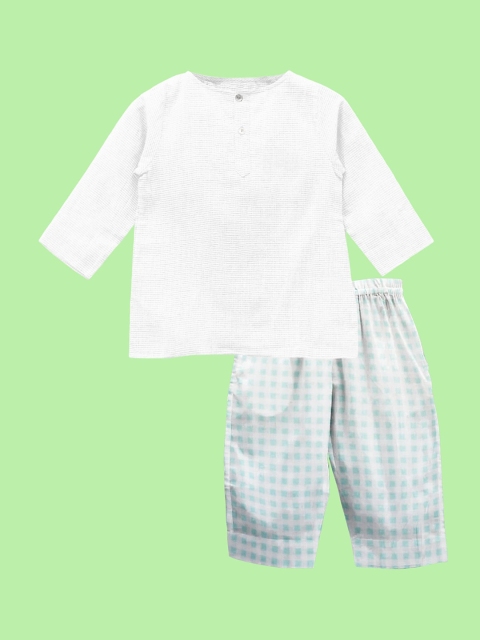 

THE BABY ATELIER Kids White Organic Cotton Kurta with Pyjamas