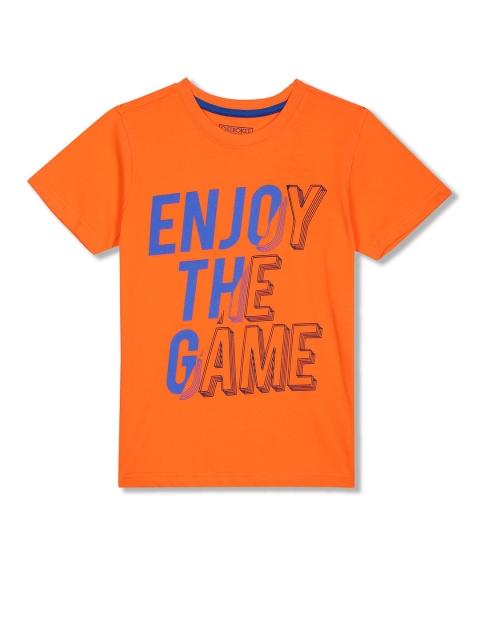 

Cherokee Boys Orange Typography Printed T-shirt
