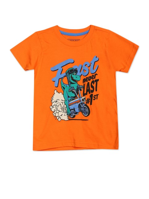

Cherokee Boys Orange Printed Regular Fit T-shirt