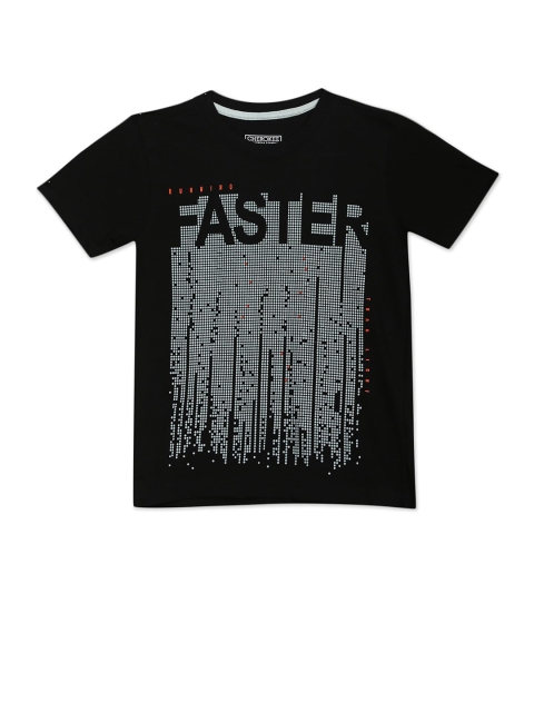 Cherokee Boys Black Typography Printed Regular Fit T-shirt