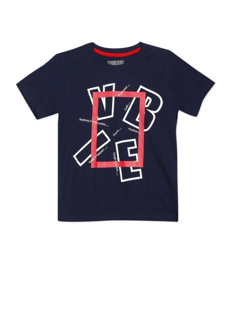 

Cherokee Boys Navy Blue Typography Printed T-shirt