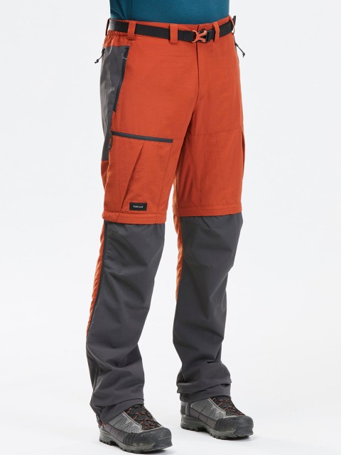 

FORCLAZ By Decathlon Men Red & Black Trekking Durable 2-in-1 Zip-Off Trousers
