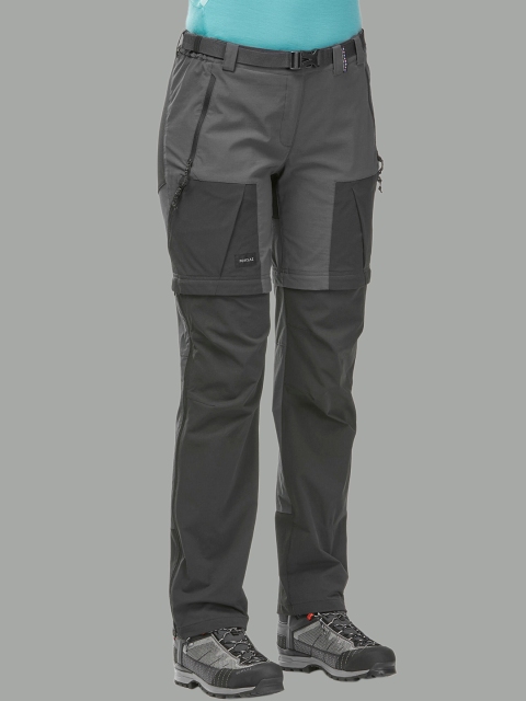 

FORCLAZ By Decathlon Women Black Mountain Trekking 2-in-1 Zip-Off MT500 Trousers