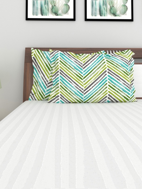 

Home Centre Set Of 2 White & Blue Printed Sleep Pillow Covers