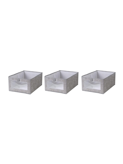 

HOUSE OF QUIRK Set Of 3 Grey Printed Foldable Multi-Utility Organiser