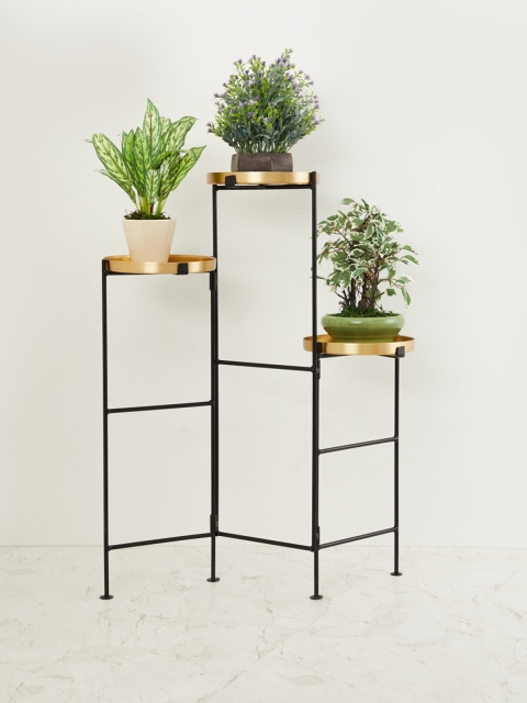 

Home Centre Gold-Toned & Black Valencia Metal Planter Stand with 3 Plates