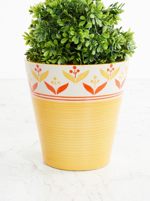 

Home Centre Yellow & White Printed Soulful India Ceramic Planter