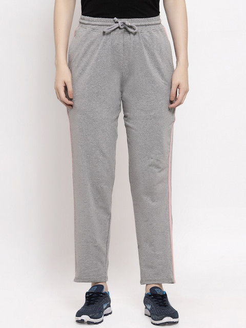 

UnaOne Women Grey Solid Cotton Track Pants