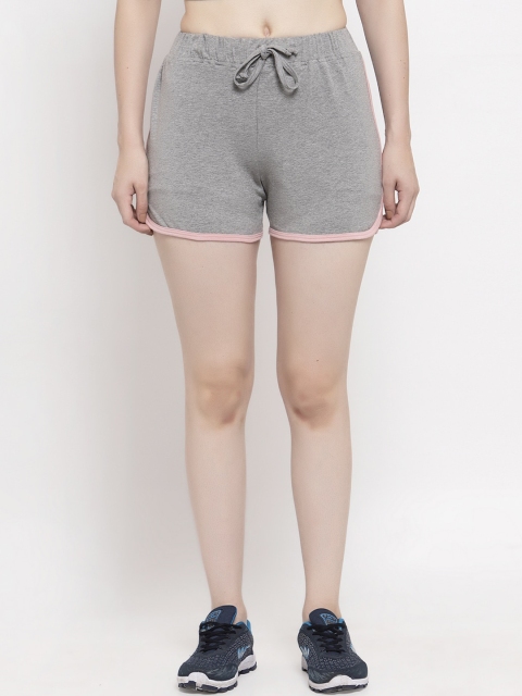 

UnaOne Women Grey Regular Fit Cotton Sports Shorts