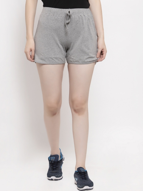 

UnaOne Women Plus Size Grey Cotton Sports Shorts