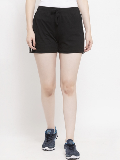 

UnaOne Women Black Cotton Sports Shorts