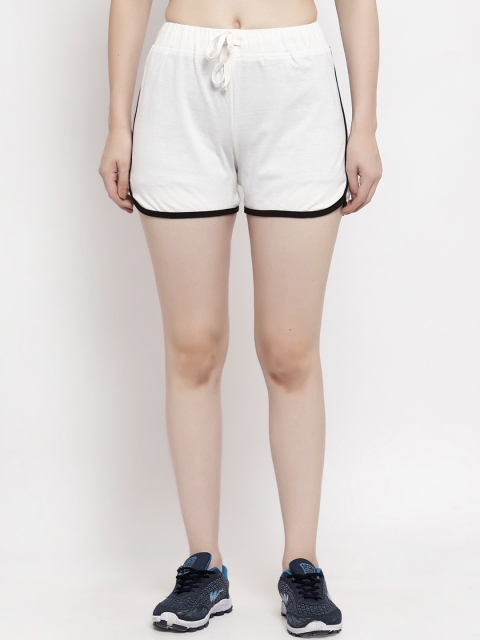 

UnaOne Women White Plus Size Sports Shorts