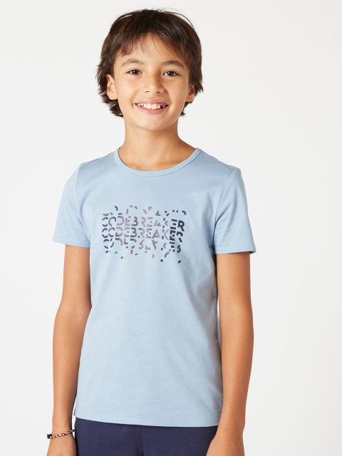 

Domyos By Decathlon Boys Blue Printed Cotton T-shirt